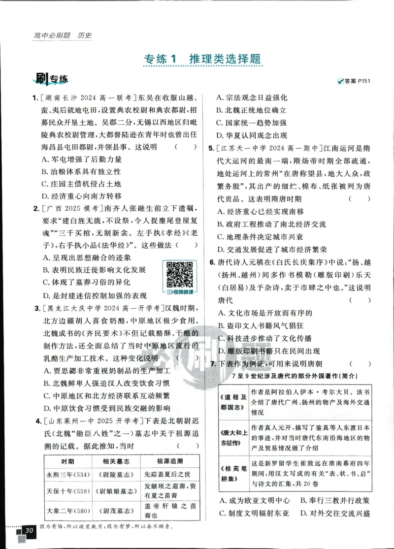 高中必刷题历史必修上人教答案狂k都在里面了_历史_2026高中必刷题历史必修上RJ