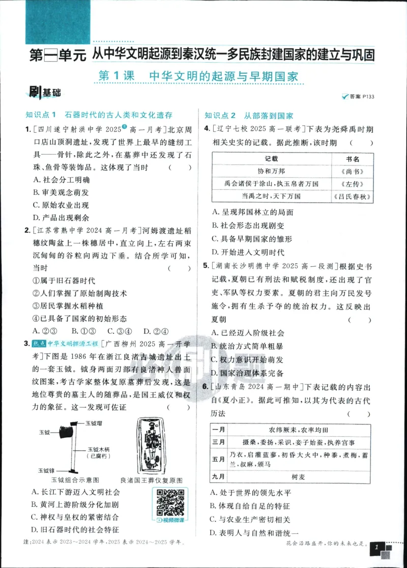 高中必刷题历史必修上人教答案狂k都在里面了_历史_2026高中必刷题历史必修上RJ