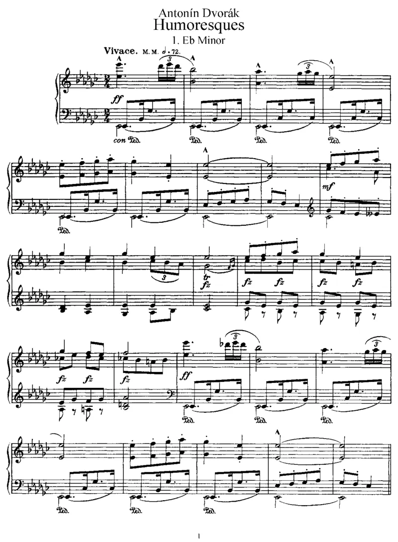 幽默曲集8Humoresques,Op101_一万首著名钢琴曲谱哈农贝多芬合集视频教学电子版高清无水印可打印_1古典钢琴知名音乐家谱_德沃夏克钢琴谱全集