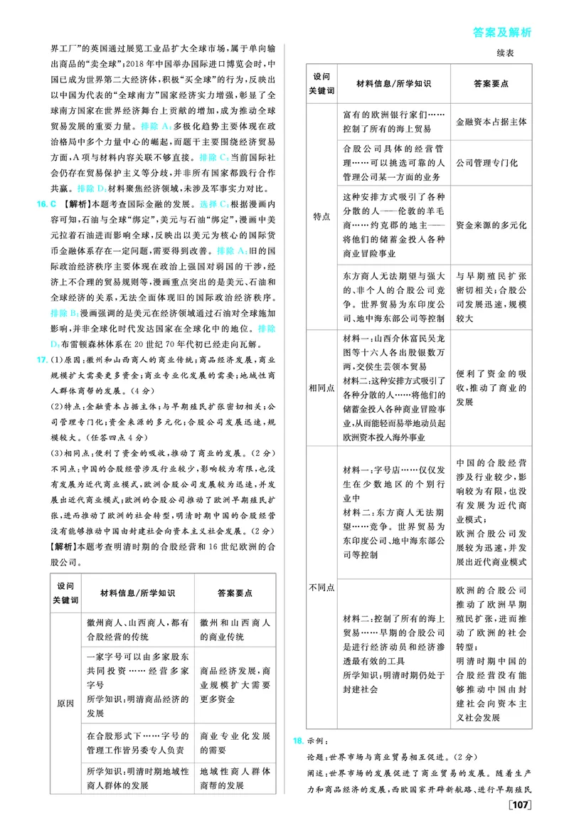 第三单元商业贸易与日常生活_历史_2026春高中必刷题历史选修2RJ_答案历史选修2