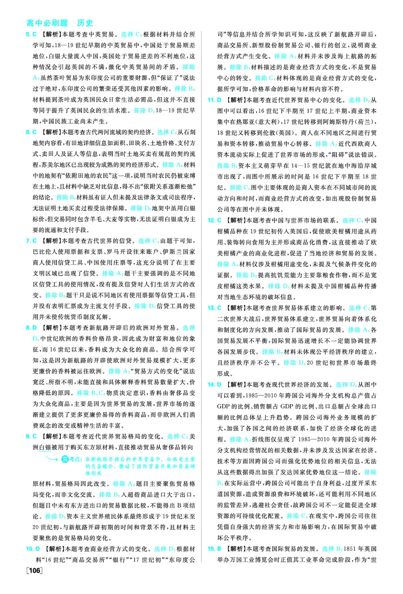 第三单元商业贸易与日常生活_历史_2026春高中必刷题历史选修2RJ_答案历史选修2