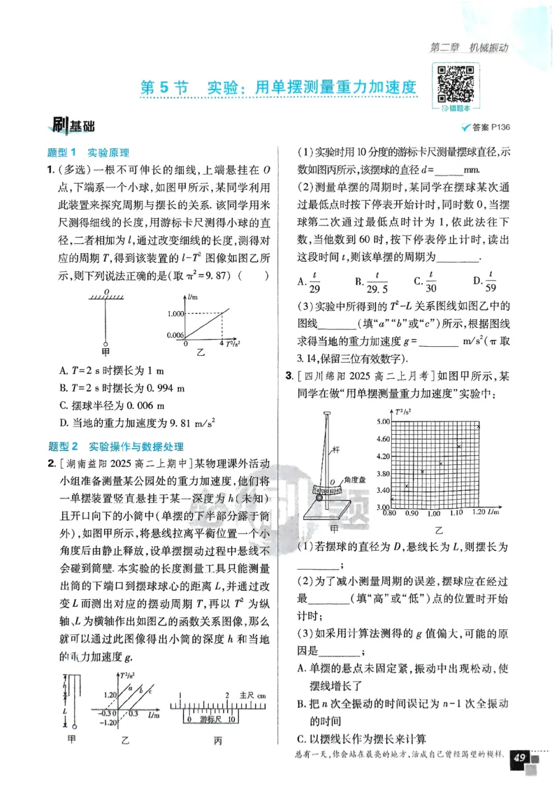 2025秋高中必刷题物理RJ版选修1_2026版高中必刷题_物理_2026版高中必刷题物理人教版_2026版高中必刷题物理选修一人教版