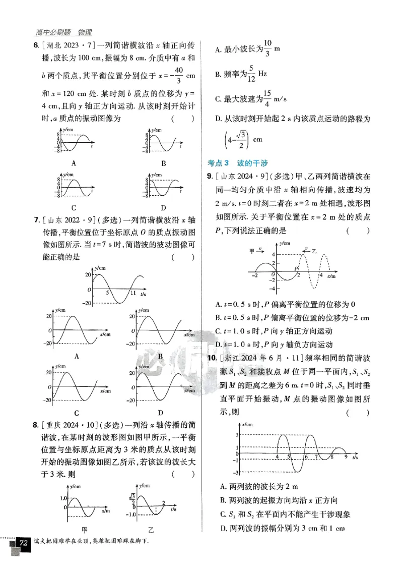 2025秋高中必刷题物理RJ版选修1_2026版高中必刷题_物理_2026版高中必刷题物理人教版_2026版高中必刷题物理选修一人教版