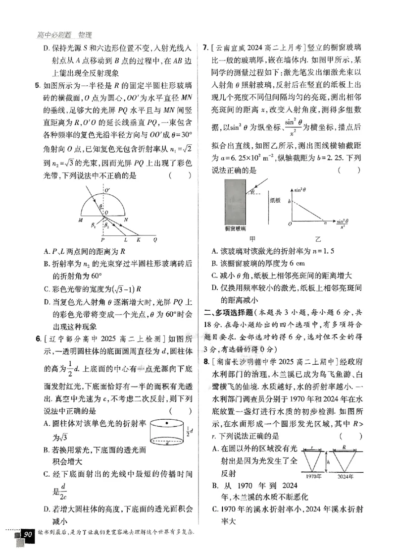 2025秋高中必刷题物理RJ版选修1_2026版高中必刷题_物理_2026版高中必刷题物理人教版_2026版高中必刷题物理选修一人教版