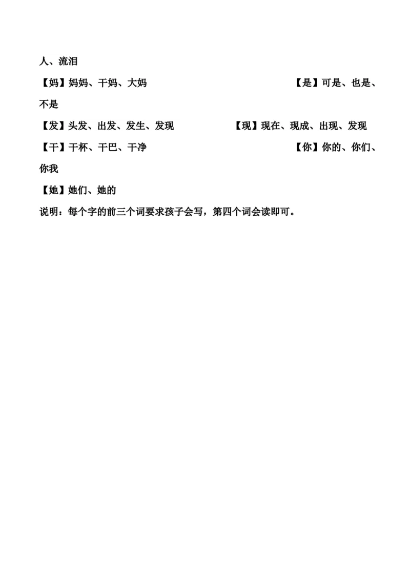 小学一年级上册生字组词_小学1-6年级全部试卷_语文_一年级_3-6-1、小学一年级语文上册_3-6-1-1、复习、知识点、归纳汇总_通用