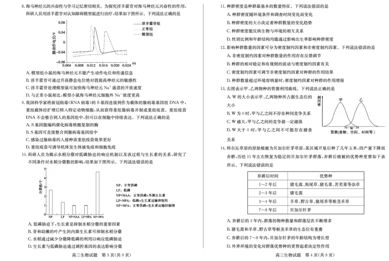 高三生物&mdash;试题_2024年2月_01每日更新_28号_2024届山东省德州市&ldquo;优高联盟&rdquo;高三2月诊断性检测_山东省德州市&ldquo;优高联盟&rdquo;2024届高三2月诊断性检测生物