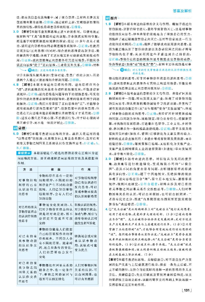 第十二课创新思维要多路探索_2026版高中必刷题_政治_2026春高中必刷题政治RJ选修3_答案政治选修3