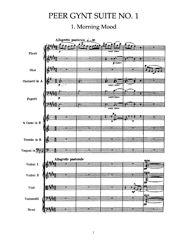 格里格培尔&middot;金特组曲No.1_Op.46总谱_一万首著名钢琴曲谱哈农贝多芬合集视频教学电子版高清无水印可打印_08名曲总谱合集