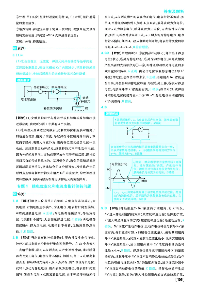 第2章神经调节_生物_2026版高中必刷题生物人教版_2026版高中必刷题生物选修1RJ_2025秋高中必刷题生物学选择性必修1稳态与调节RJ不定项选择题模式_图书答案