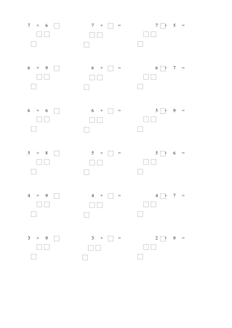 小学一年级数学上册凑十法破十法借十法练习题_小学1-6年级全部试卷_数学_一年级_3-6-3、小学一年级数学上册_3-6-3-2、练习题、作业、试题、试卷_通用