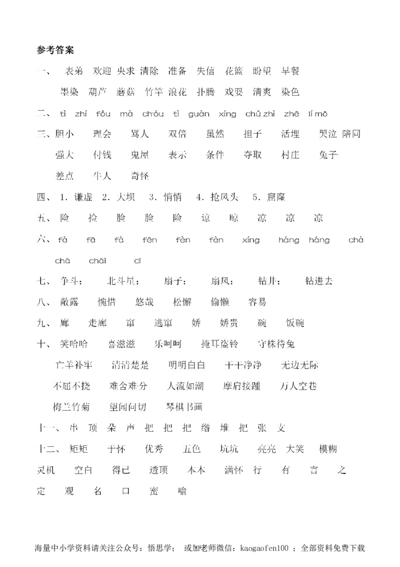 小学三年级下册-部编版语文：第六单元同步字词专项练习_小学1-6年级全部试卷_语文_三年级_3-8-2、小学三年级语文下册_3-8-2-1、学习资料、复习、知识点、归纳汇总_部编版