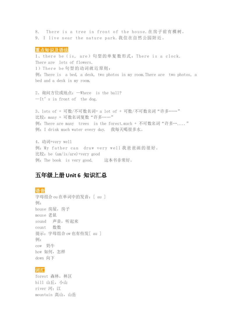 小学英语人教PEP版五年级上册期末知识点汇总_小学1-6年级全部试卷_英语_五年级_3-10-5、小学五年级英语上册_3-10-5-1、复习、知识点、归纳汇总_人教PEP版