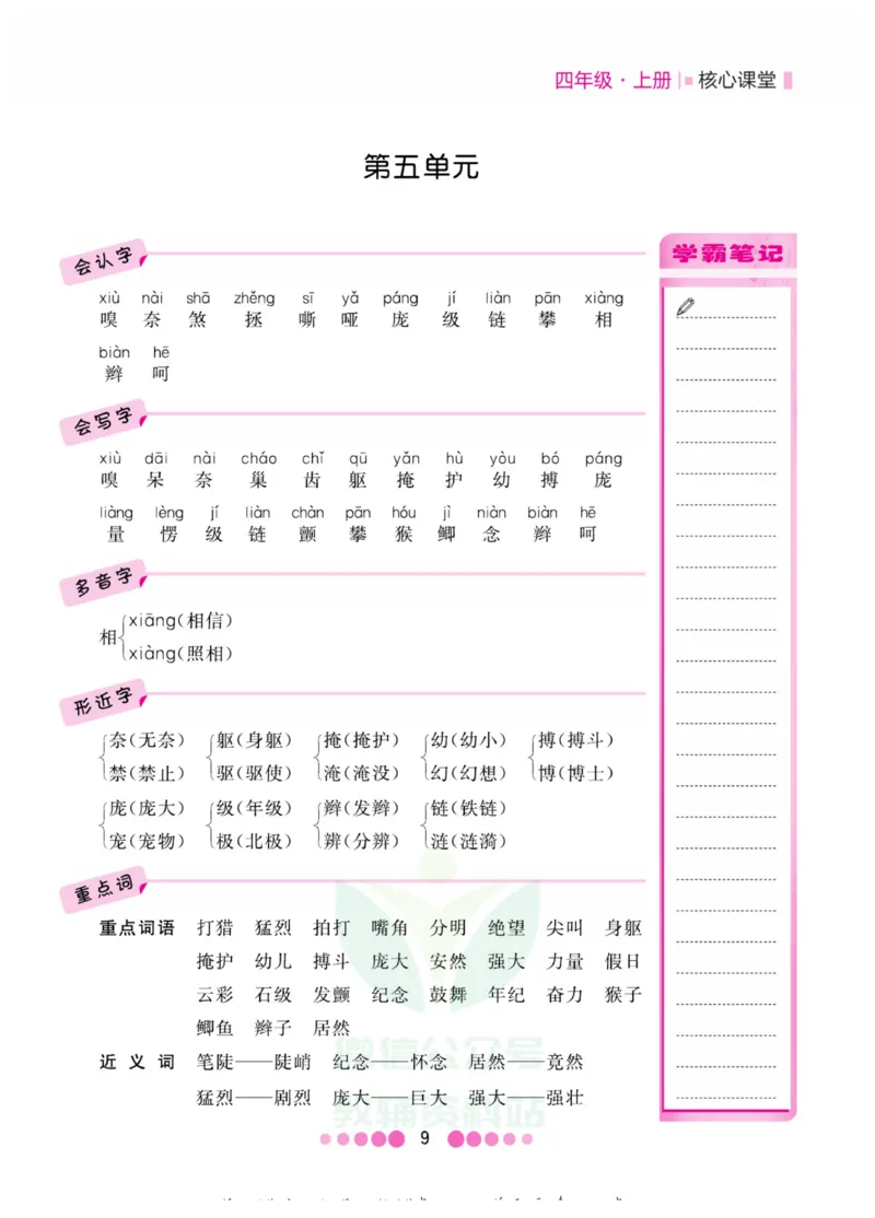 四年级上册语文部编版考点过关_小学1-6年级全部试卷_语文_四年级_3-9-1、小学四年级语文上册_3-9-1-1、复习、知识点、归纳汇总_部编版