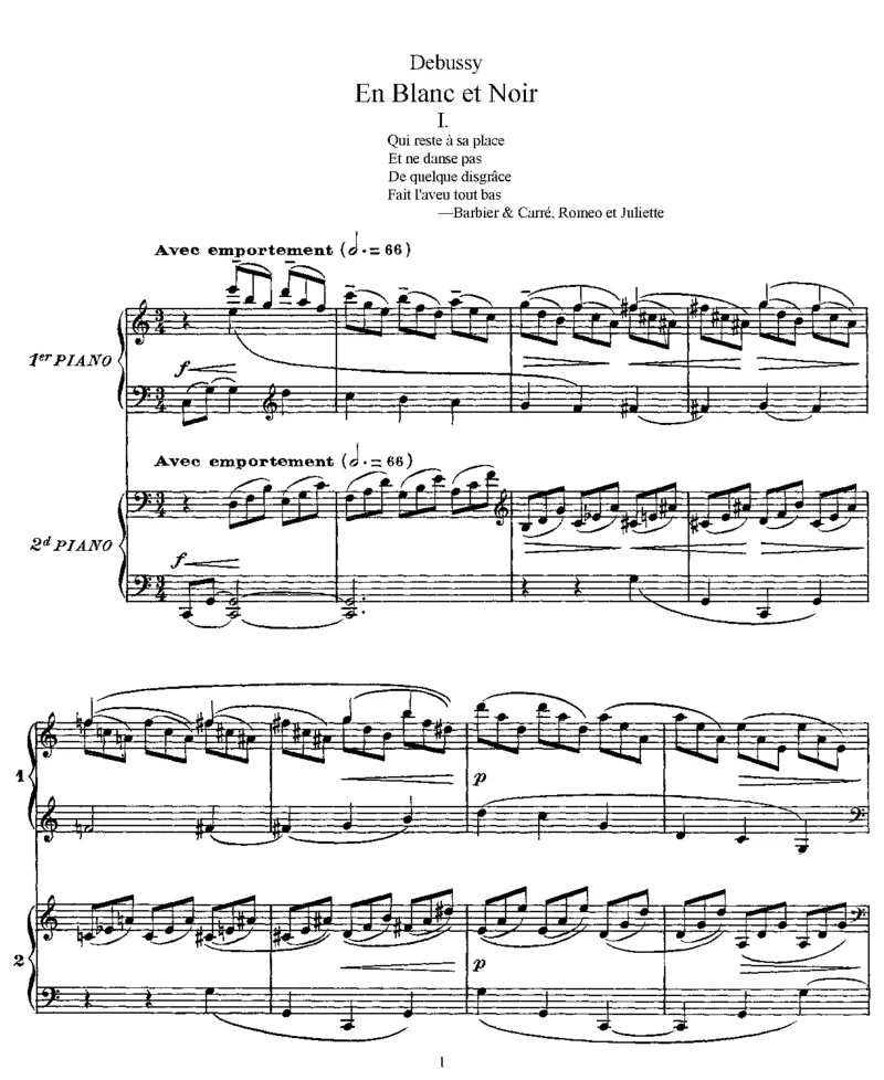 白与黑_一万首著名钢琴曲谱哈农贝多芬合集视频教学电子版高清无水印可打印_1古典钢琴知名音乐家谱_德彪西钢琴谱全集