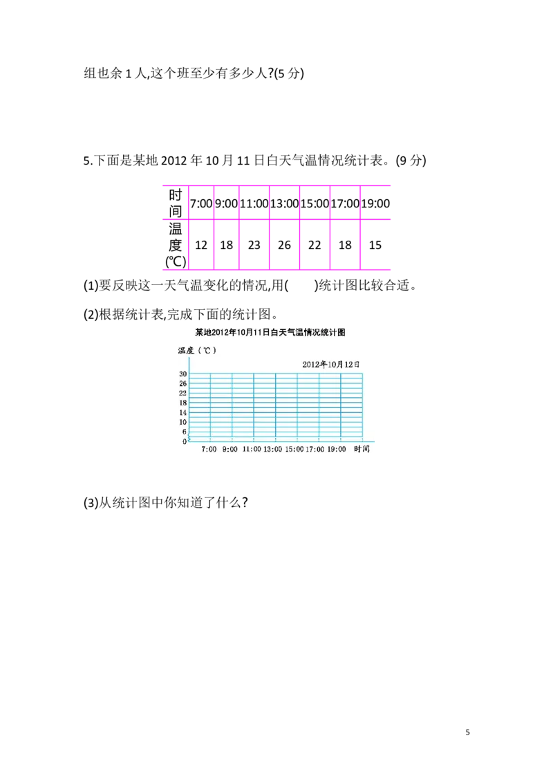 期末测试卷（五）_小学1-6年级全部试卷_数学_五年级_3-10-3、小学五年级数学上册_3-10-3-2、练习题、作业、试题、试卷_青岛版_期末测试卷