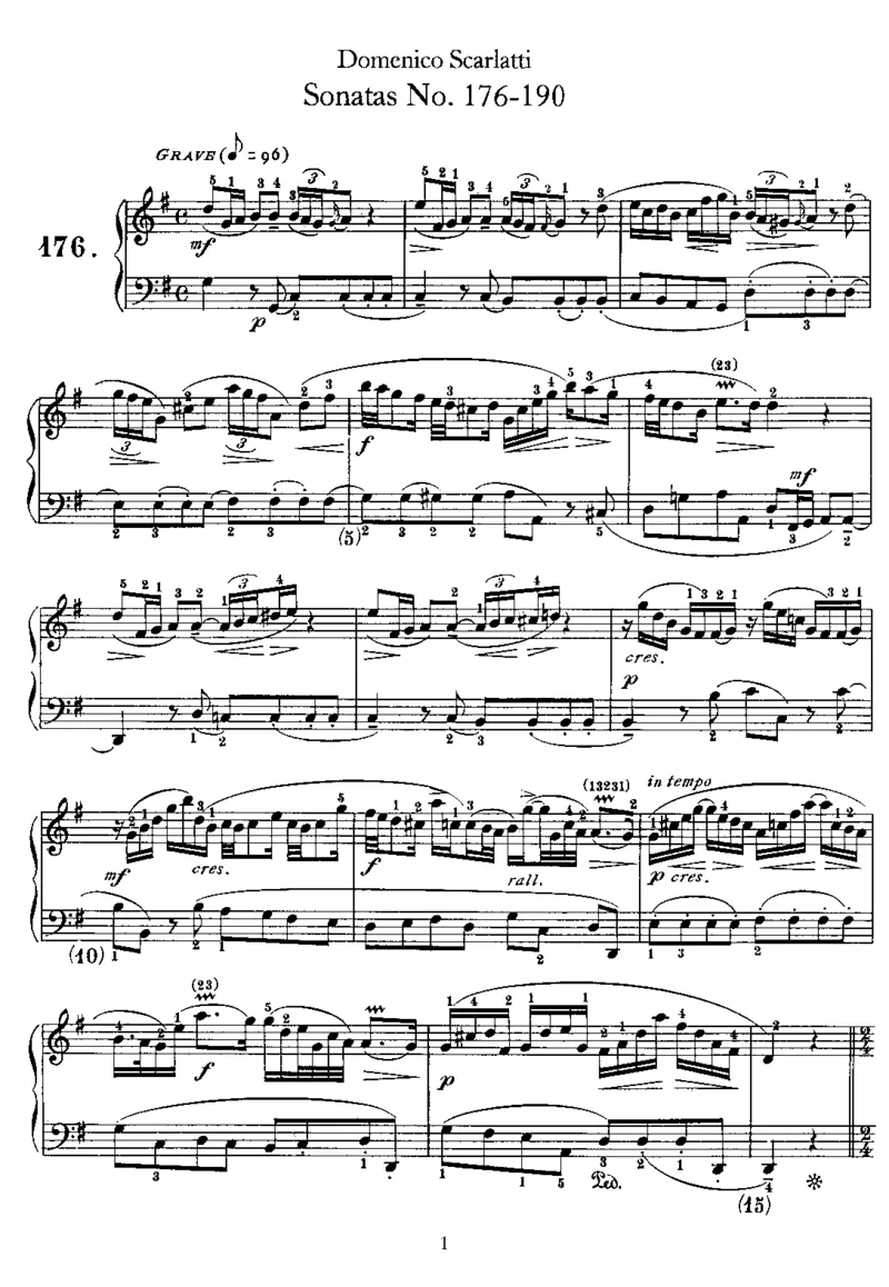 斯卡拉蒂钢琴奏鸣曲全集500首第176-190首ScarlattiSonatas钢琴谱_一万首著名钢琴曲谱哈农贝多芬合集视频教学电子版高清无水印可打印_1古典钢琴知名音乐家谱_斯卡拉蒂钢琴谱全集