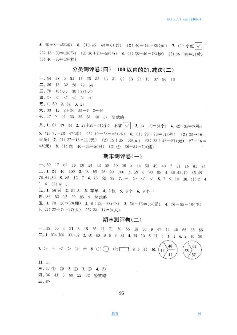 最新苏教版一年级数学下册试卷1全程测评卷(全套附答案)_小学1-6年级全部试卷_数学_一年级_3-6-4、小学一年级数学下册_3-6-4-2、练习题、作业、试题、试卷_苏教版