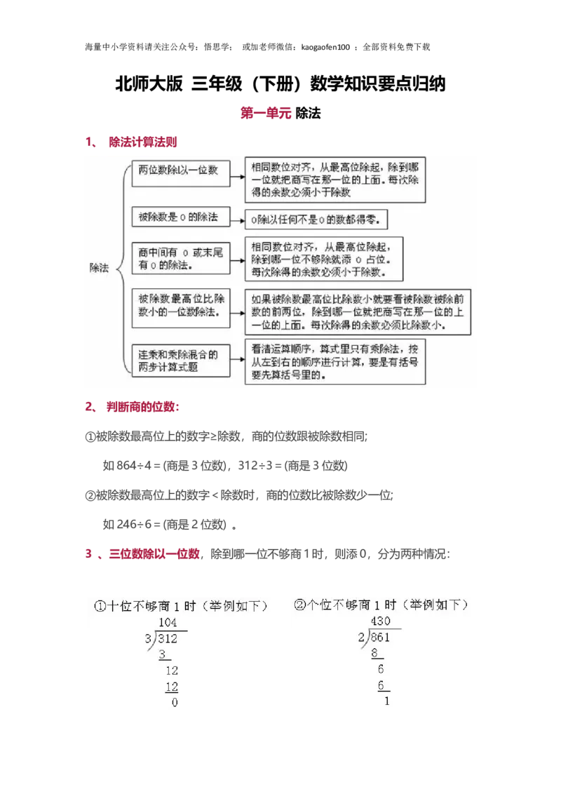 小学三年级下册-下学期-北师大数学汇总重点.1_小学1-6年级全部试卷_数学_三年级_3-8-4、小学三年级数学下册_3-8-4-1、复习、知识点、归纳汇总_北师大版
