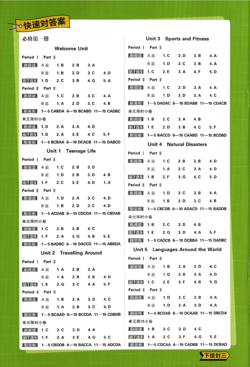 2026版《高中必刷题》英语RJ必修一二答案及解析_2026版高中必刷题_英语_2026版高中必刷题英语《人教》_2026版高中必刷题英语必修一二合订人教版