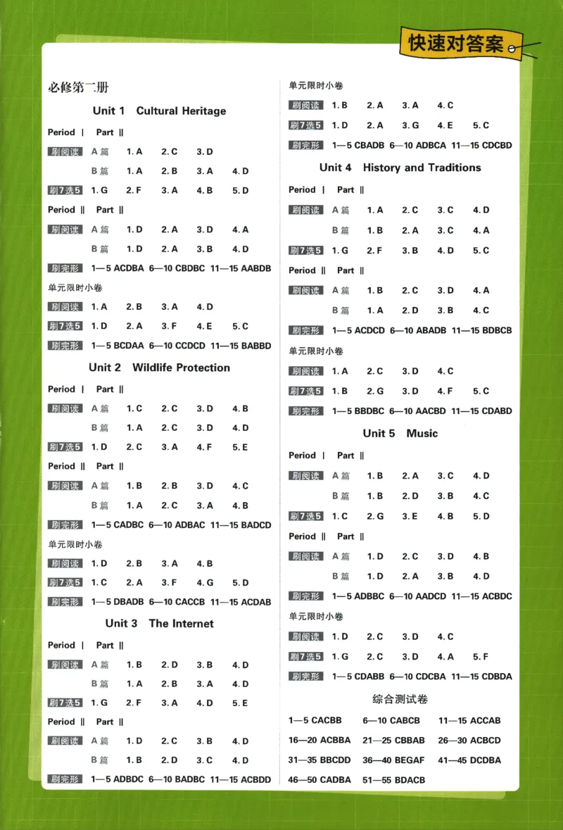 2026版《高中必刷题》英语RJ必修一二答案及解析_2026版高中必刷题_英语_2026版高中必刷题英语《人教》_2026版高中必刷题英语必修一二合订人教版