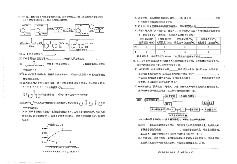 高三理综_2024年3月_013月合集_2024届云南省昆明市西山区高三下学期第三次教学质量检测_2024届云南省昆明市西山区高三下学期第三次教学质量检测理综