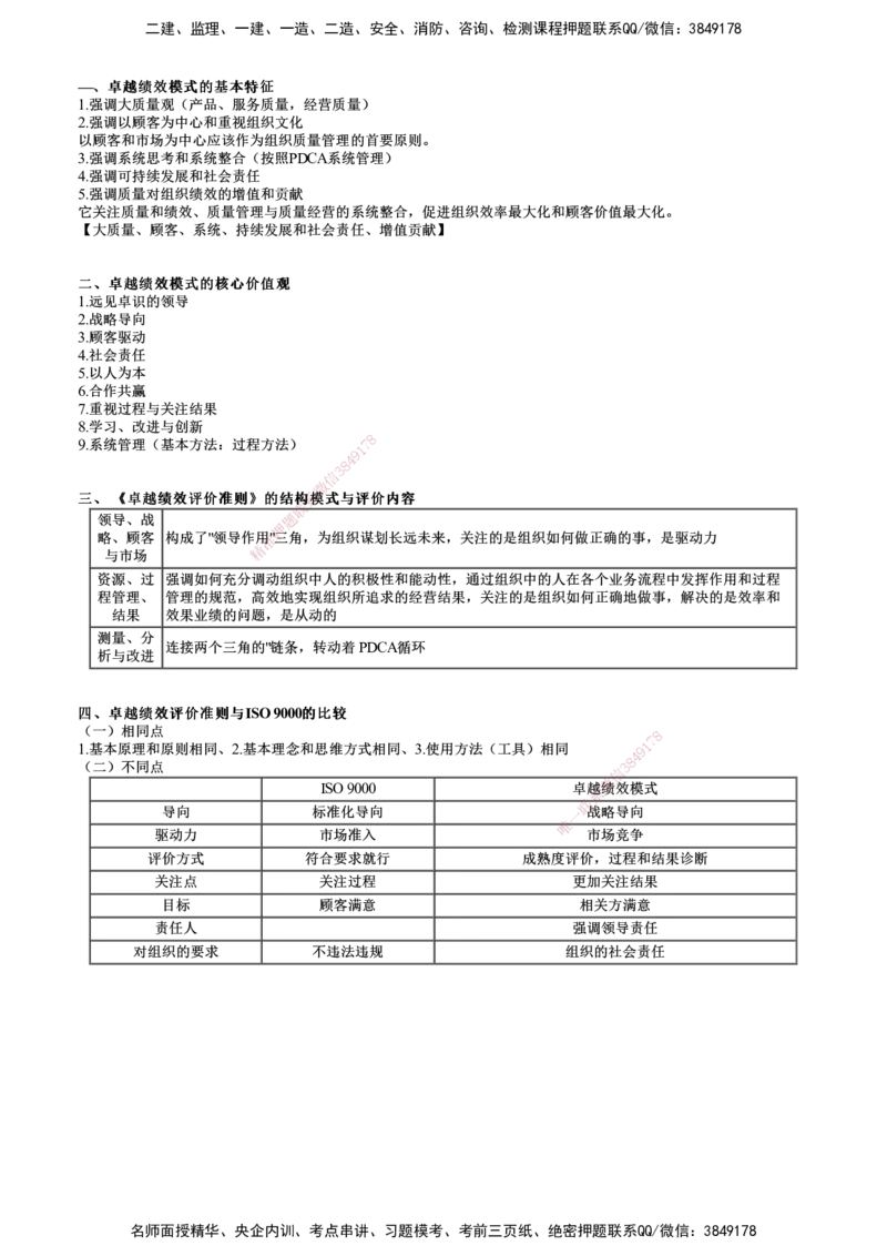 第01讲　ISO质量管理体系及卓越绩效模式_监理工程师_2025监理工程师_2025年监理工程师SVIP_2025年监理土建控制SVIP_04-冲刺串讲✿考点强化✿小灶集训