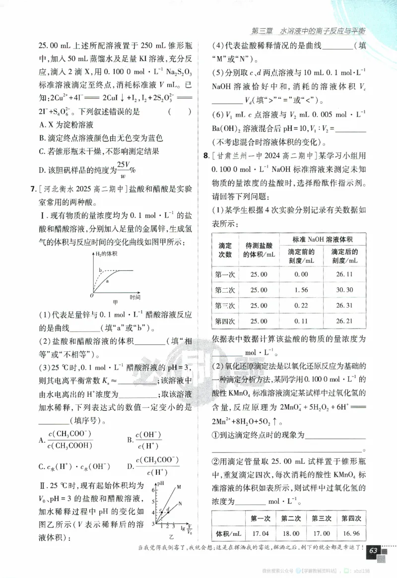 26版化学必刷题题目（选修一）_化学_2026版高中必刷题化学《人教》_2026版高中必刷题化学选修一（人教版）