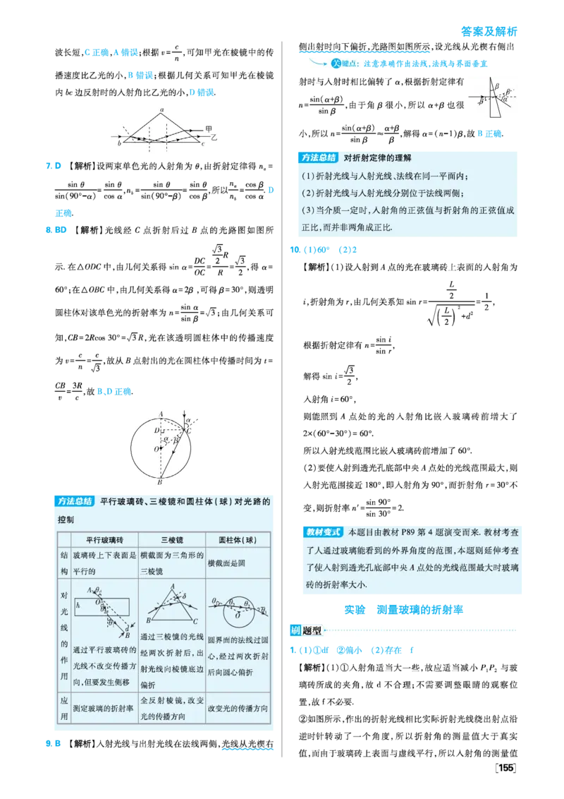 第四章光_2026版高中必刷题_物理_2026版高中必刷题物理人教版_2026版高中必刷题物理选修一人教版_图书答案
