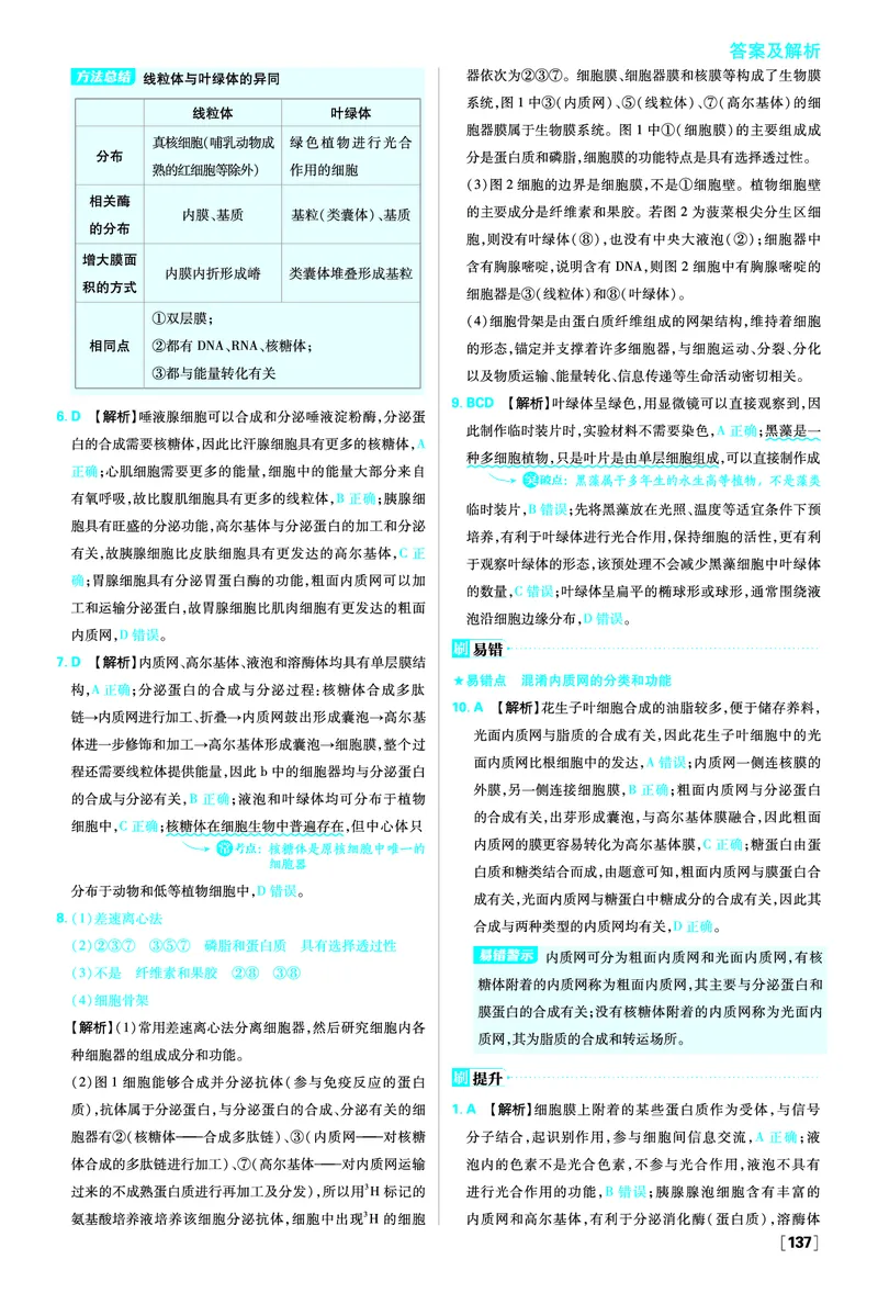 第3章细胞的基本结构_生物_2026版高中必刷题生物人教版_2026版高中必刷题生物必修1RJ_2025秋高中必刷题生物学必修1分子与细胞RJ不定项选择题模式_图书答案