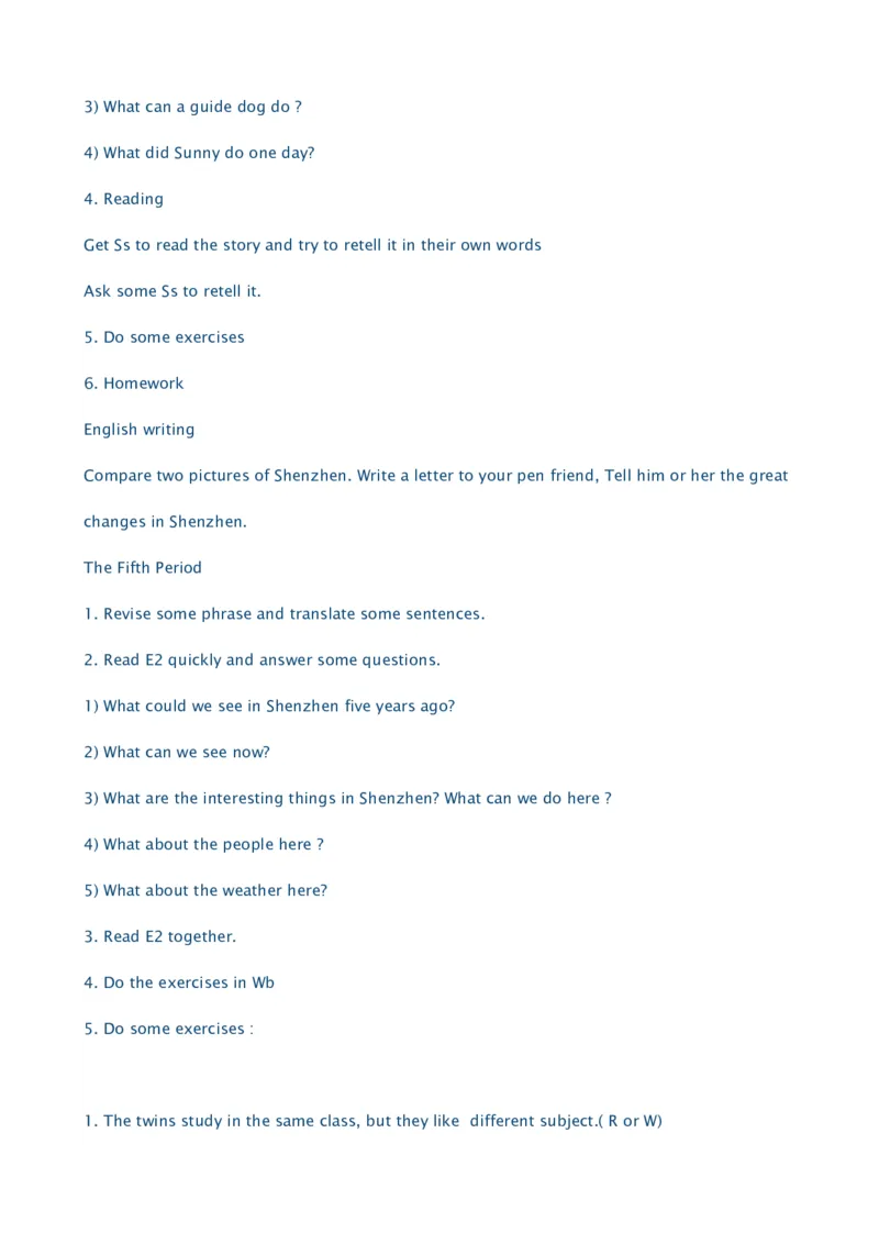 深圳版小学英语五年级下册全册教案_小学1-6年级全部试卷_英语_五年级_3-10-6、小学五年级英语下册_3-10-6-3、课件、讲义、教案