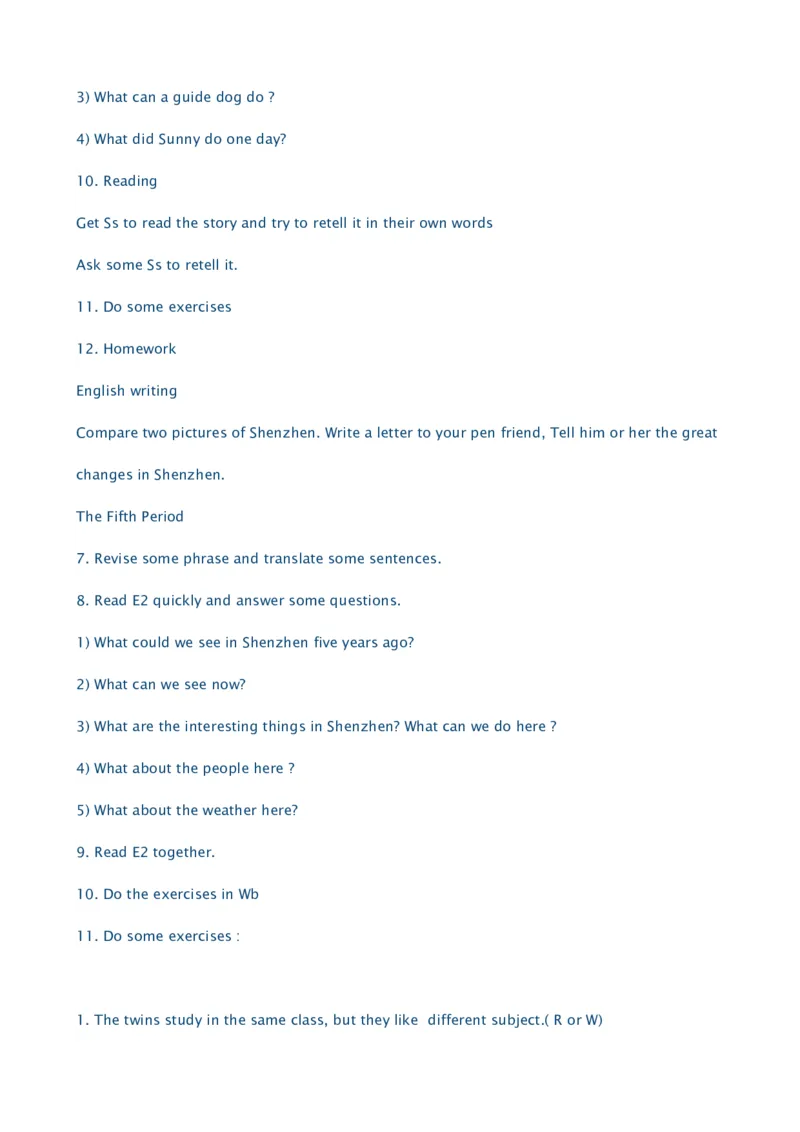 深圳版小学英语五年级下册全册教案_小学1-6年级全部试卷_英语_五年级_3-10-6、小学五年级英语下册_3-10-6-3、课件、讲义、教案