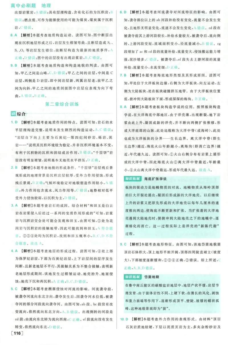 答案_地理_2026版高中必刷题地理《中图版》_2026版高中必刷题地理选修1ZT