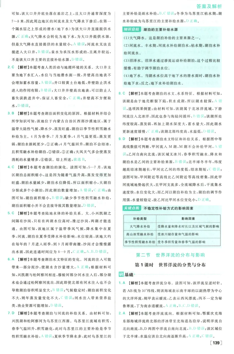 答案_地理_2026版高中必刷题地理《中图版》_2026版高中必刷题地理选修1ZT