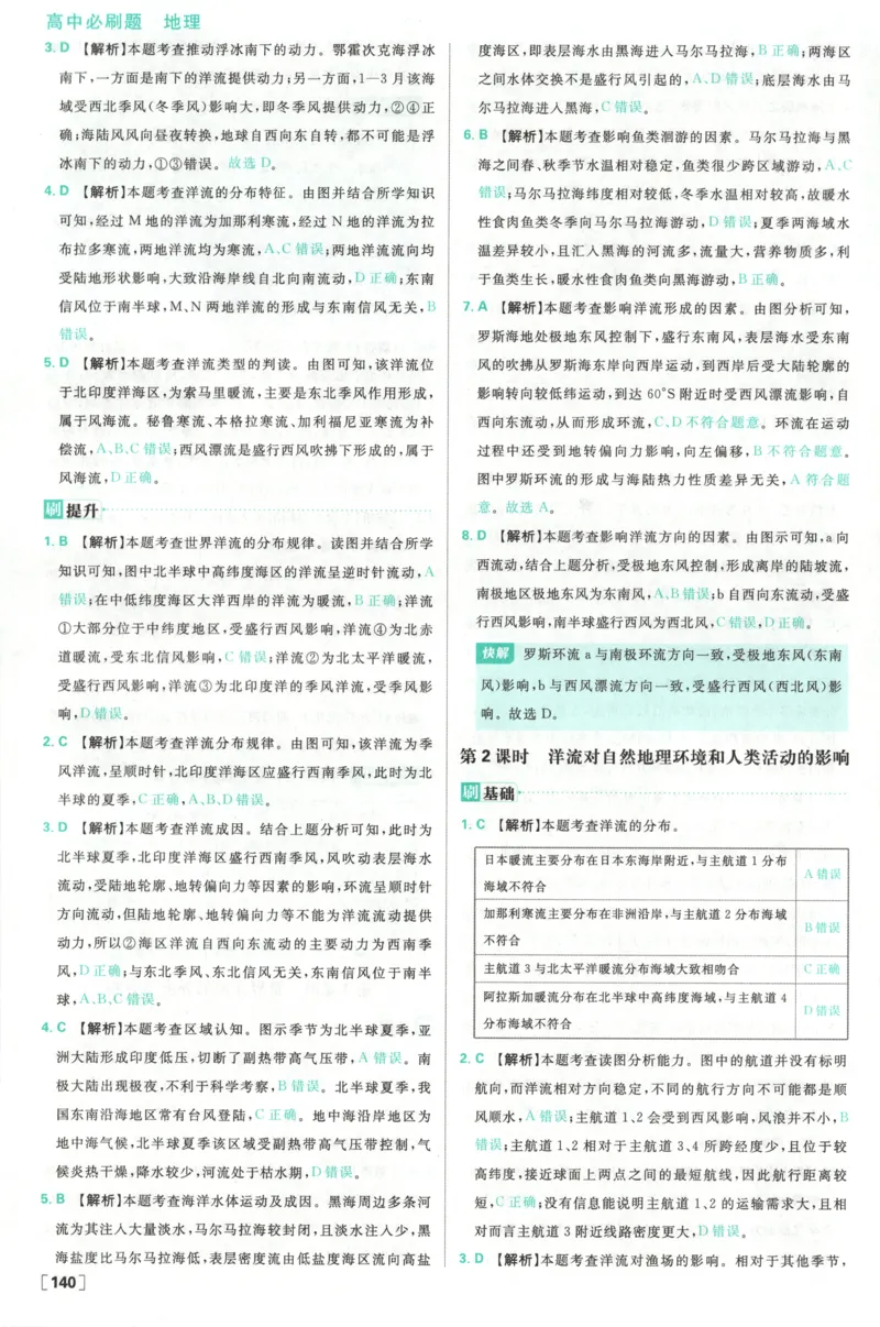 答案_地理_2026版高中必刷题地理《中图版》_2026版高中必刷题地理选修1ZT