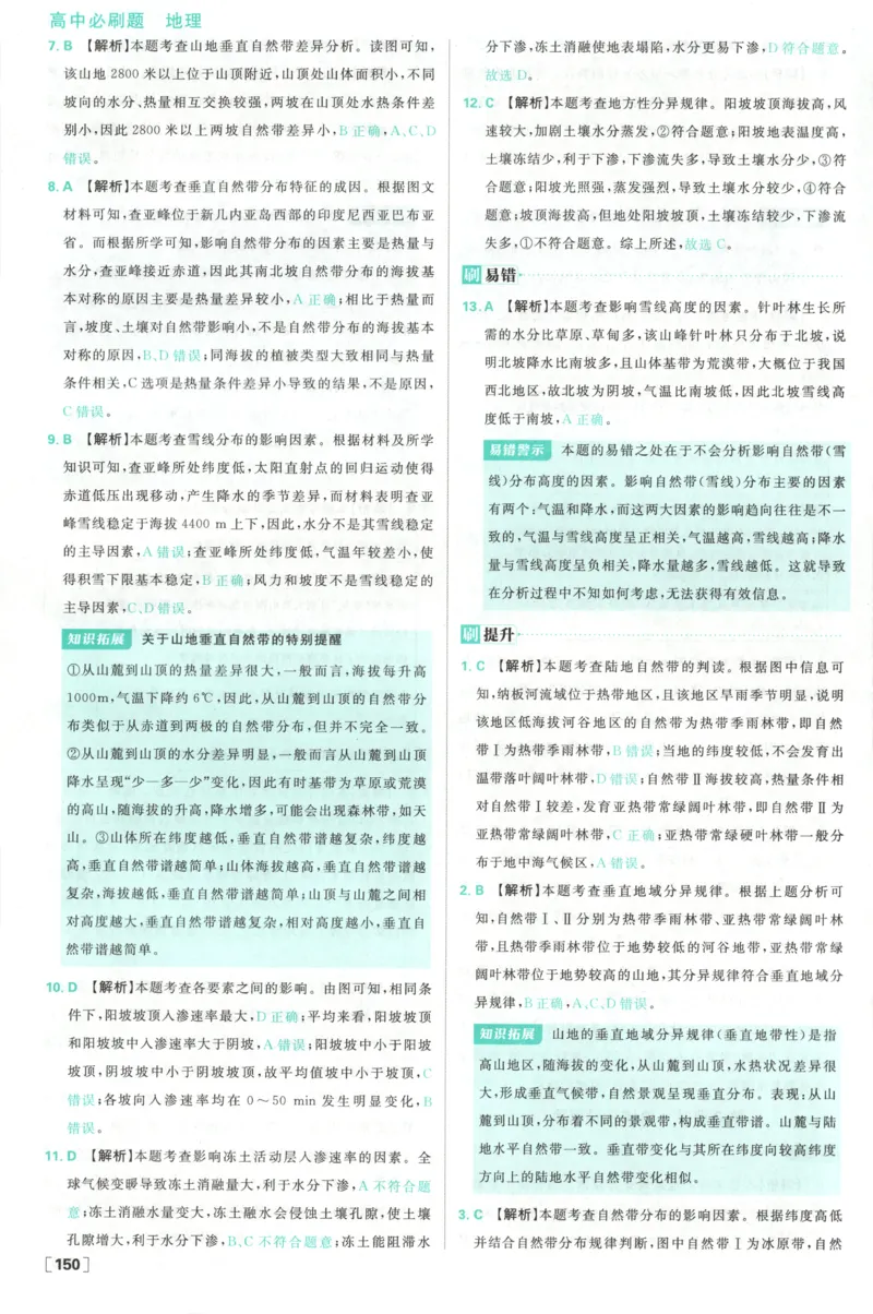 答案_地理_2026版高中必刷题地理《中图版》_2026版高中必刷题地理选修1ZT