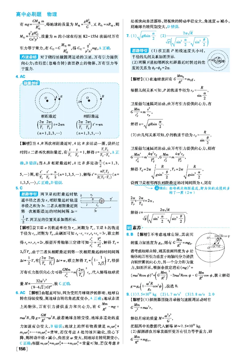 第七章万有引力与宇宙航行_2026版高中必刷题_物理_2026版高中必刷题物理人教版_2026春高中必刷题物理必修二人教版_物理必修2答案