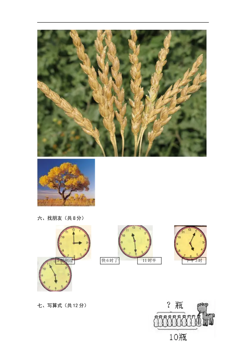 新人教版小学一年级数学上册期末试卷9_小学1-6年级全部试卷_数学_一年级_3-6-3、小学一年级数学上册_3-6-3-2、练习题、作业、试题、试卷_人教版_期末试题