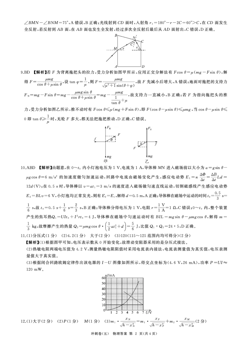 黑龙江2024届高三冲刺卷（五）物理答案(1)_2024年5月_025月合集_2024届百师联盟高三下学期冲刺卷（五）