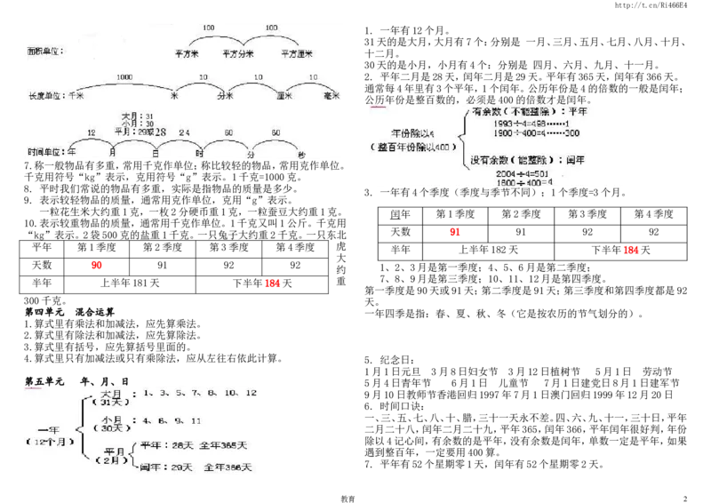 新版三下概念整理稿_小学1-6年级全部试卷_数学_三年级_3-8-4、小学三年级数学下册_3-8-4-1、复习、知识点、归纳汇总_苏教版