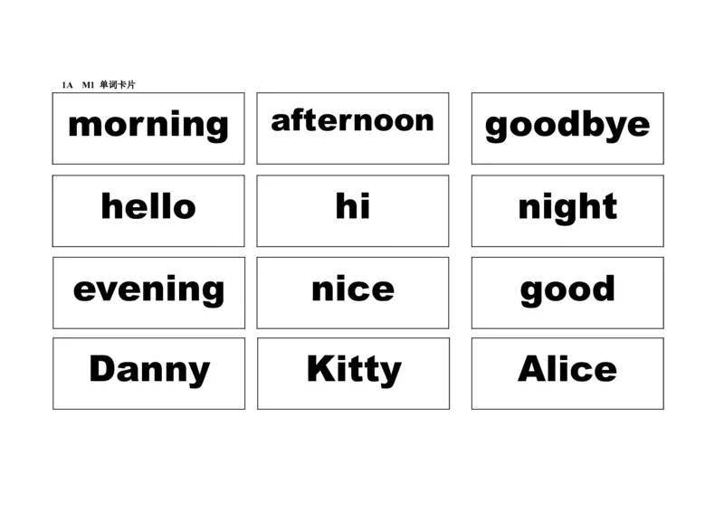 小学一年级英语学习-1AM1单词卡片_小学1-6年级全部试卷_英语_一年级_3-6-5、小学一年级英语上册_3-6-5-2、练习题、作业、试题、试卷
