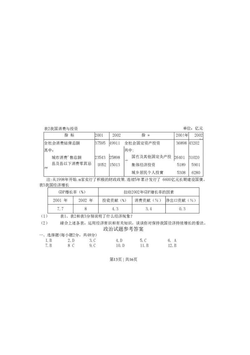 2003年江苏高考政治真题及答案(图片版)_zz20高中真题试卷_政治高考真题试卷_旧1990-2007&middot;高考政治真题_1990-2007&middot;高考政治真题&middot;PDF_江苏