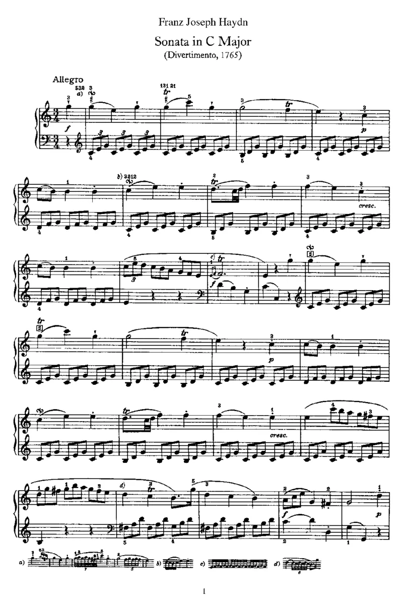 海顿奏鸣曲No.3C大调_一万首著名钢琴曲谱哈农贝多芬合集视频教学电子版高清无水印可打印_1古典钢琴知名音乐家谱_海顿钢琴谱全集