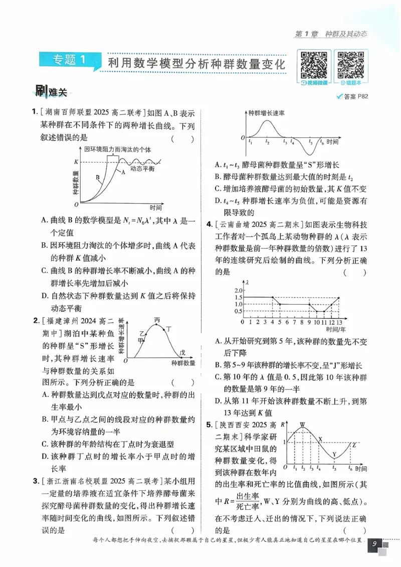 主书生物选修2_生物_2026版高中必刷题生物人教版_2026春高中必刷题生物必修2RJ