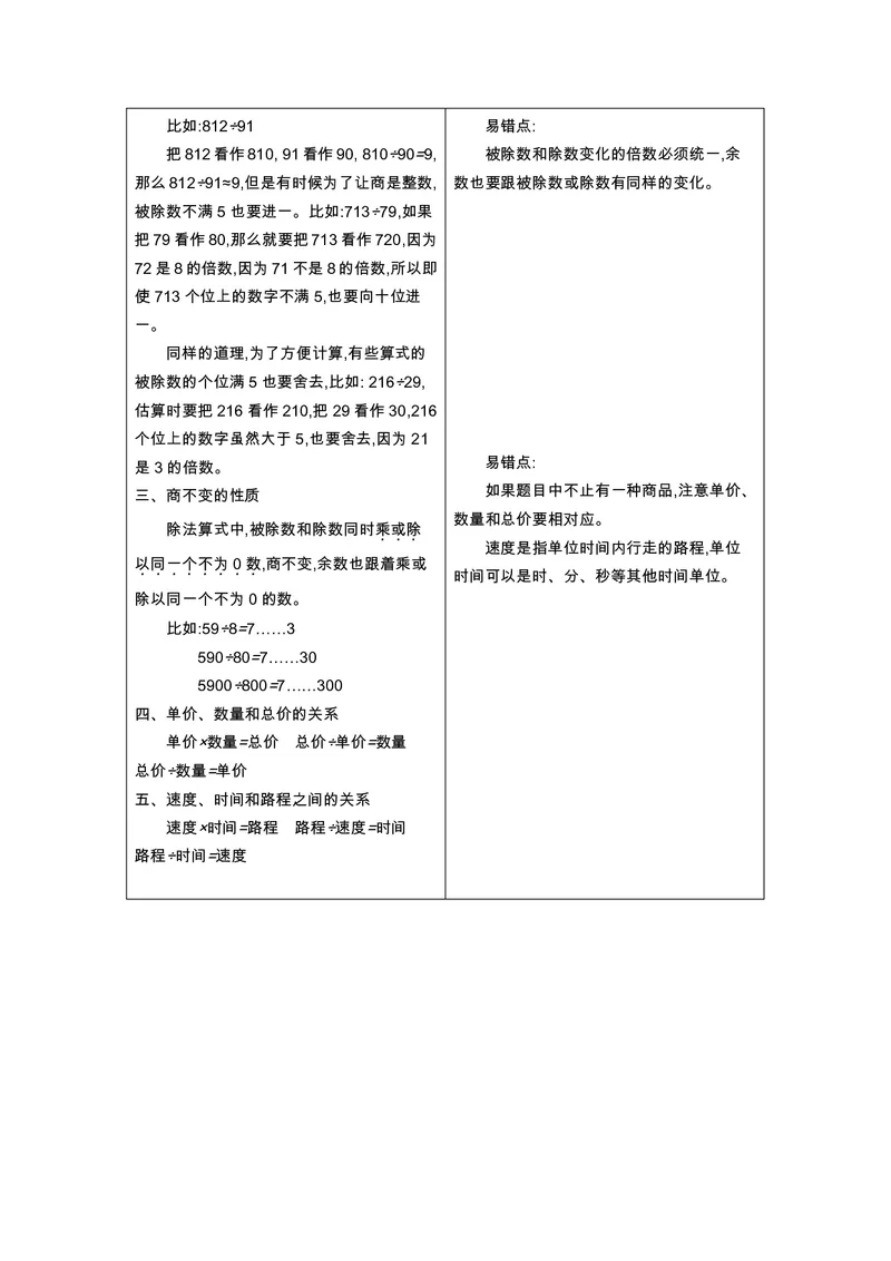 四年级上册数学北京课改版知识要点_小学1-6年级全部试卷_数学_四年级_3-9-3、小学四年级数学上册_3-9-3-1、复习、知识点、归纳汇总_其它