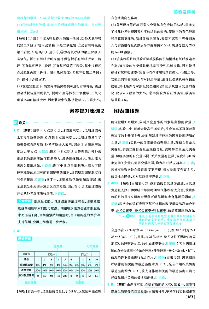 素养提升集训1&mdash;&mdash;实验探究题_生物_2026版高中必刷题生物人教版_2026版高中必刷题生物必修1RJ_2025秋高中必刷题生物学必修1分子与细胞RJ不定项选择题模式_图书答案