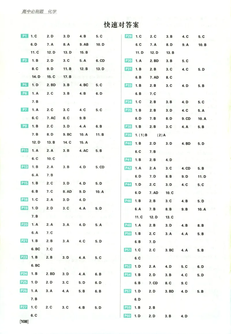 答案_化学_2026版高中必刷题化学《鲁科》_高中必刷题化学选修2LK