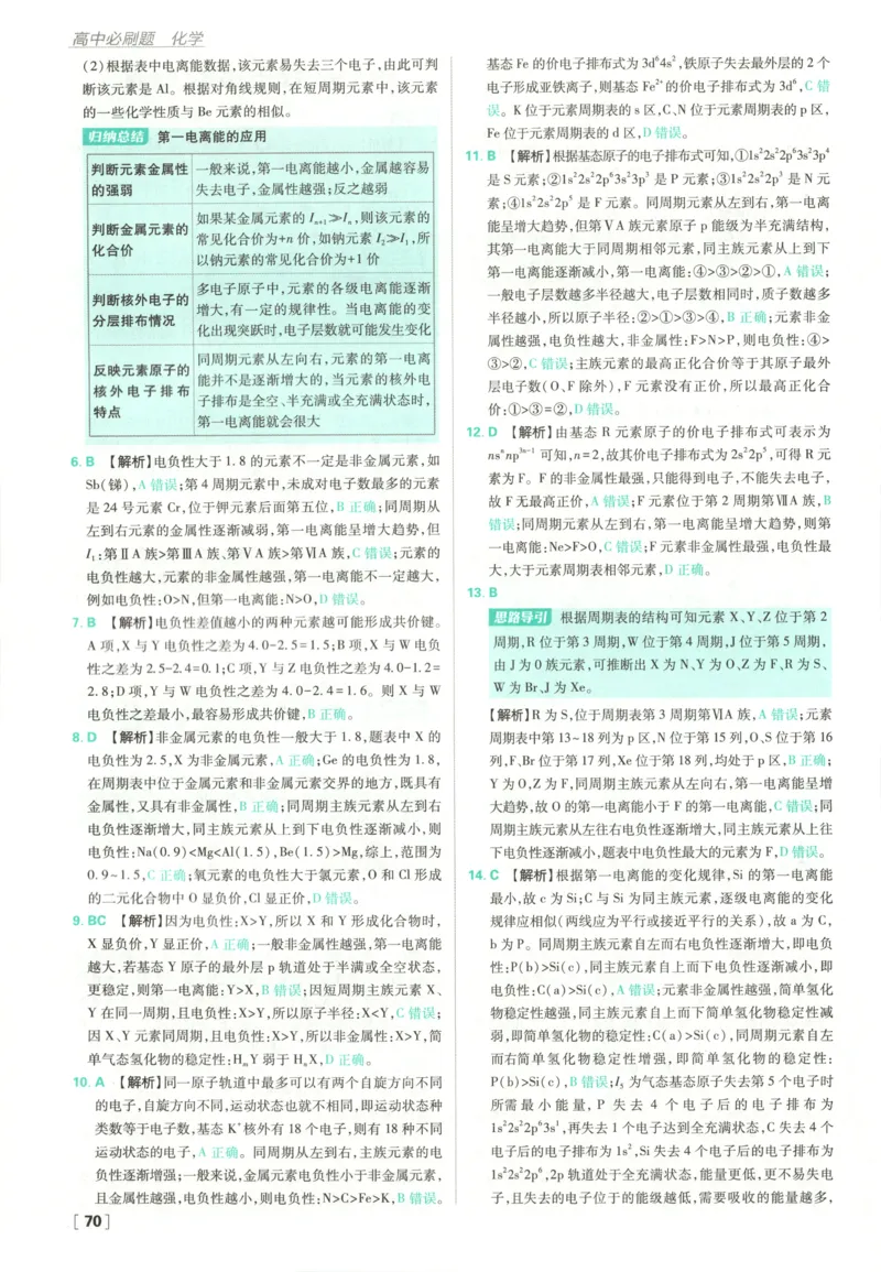 答案_化学_2026版高中必刷题化学《鲁科》_高中必刷题化学选修2LK