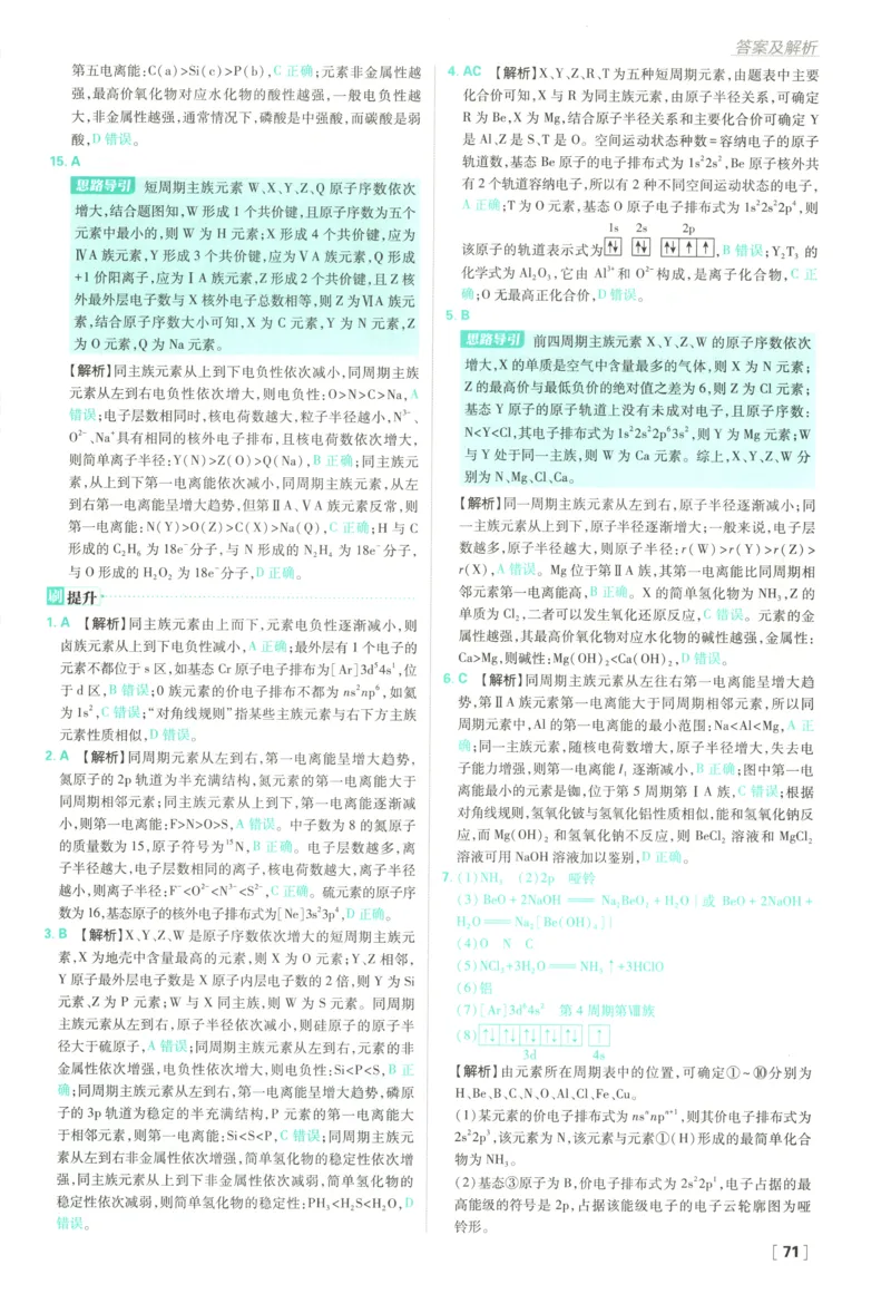 答案_化学_2026版高中必刷题化学《鲁科》_高中必刷题化学选修2LK