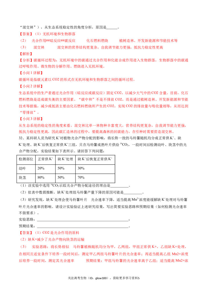 高三生物开学摸底考01（全国卷）（解析版）_2024年4月_其他_2023-2024学年高三下学期开学摸底考试卷_2023-2024学年高三生物下学期开学摸底考试卷