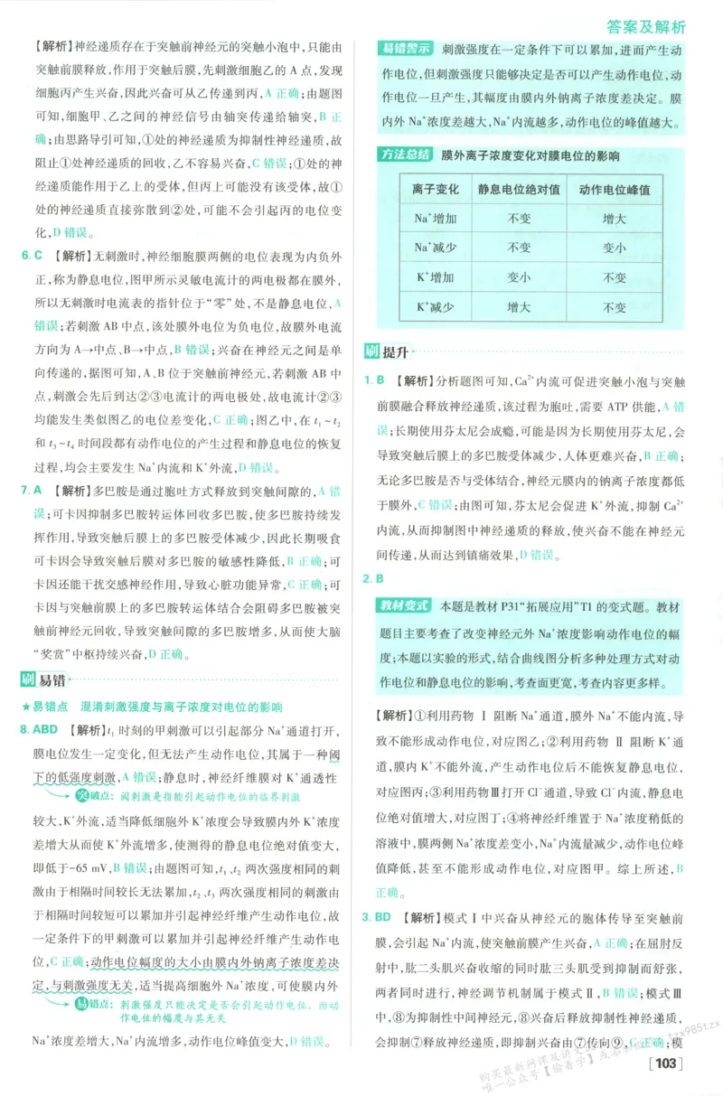 答案-生物_生物_2026版高中必刷题生物人教版_2026版高中必刷题生物选修1RJ(1)
